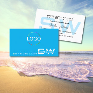 Enkelt Himlar Blue White med Monogram och Logotyp Visitkort