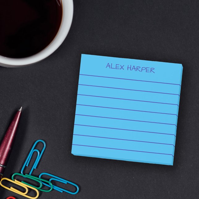 Enkelt Himmel Blue Add Namn Led Post-it Block (Skapare uppladdad)
