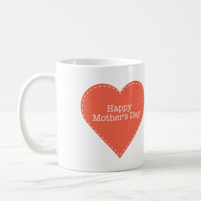Enkelt hjärta med Lycklig Mors dag Kaffemugg (Vänster)