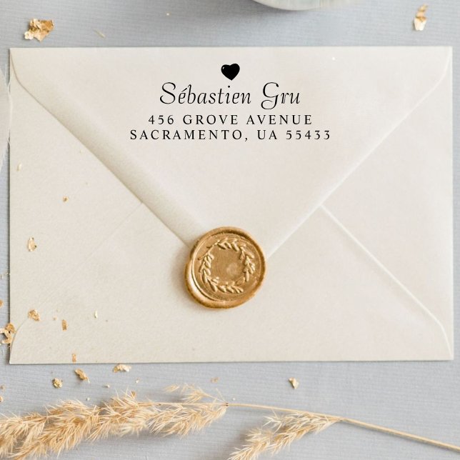 Enkelt hjärta | Namn bröllop Självfärgande Stämpel (Skapare uppladdad)