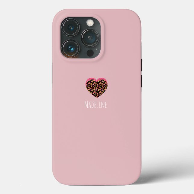 Enkelt hjärta rosa djurtryckmönster (Baksida )
