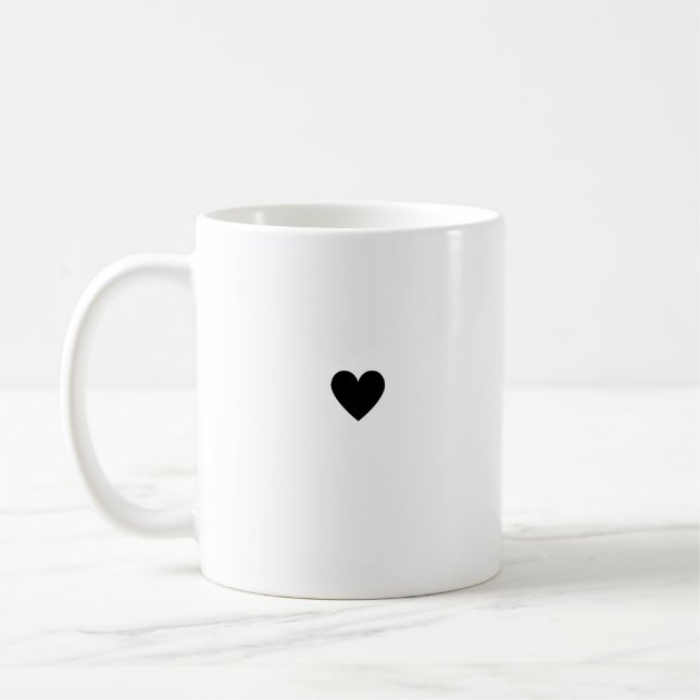 Enkelt Hjärta Svart Vitt Modernt Minimalistiskt Ch Kaffemugg (Vänster)
