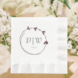 Enkelt hjärtkärlkrans Monogram Bröllop Pappersservett