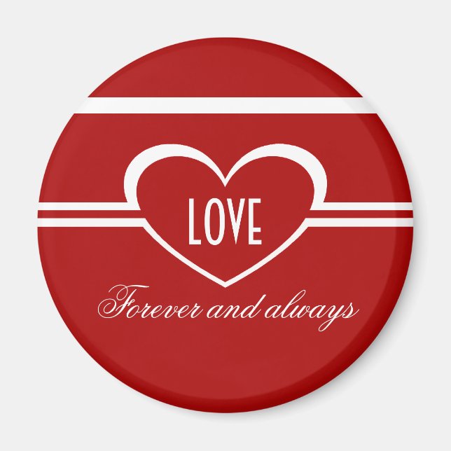 Enkelt hjärtmagnet, djupt rött magnet (Framsidan)