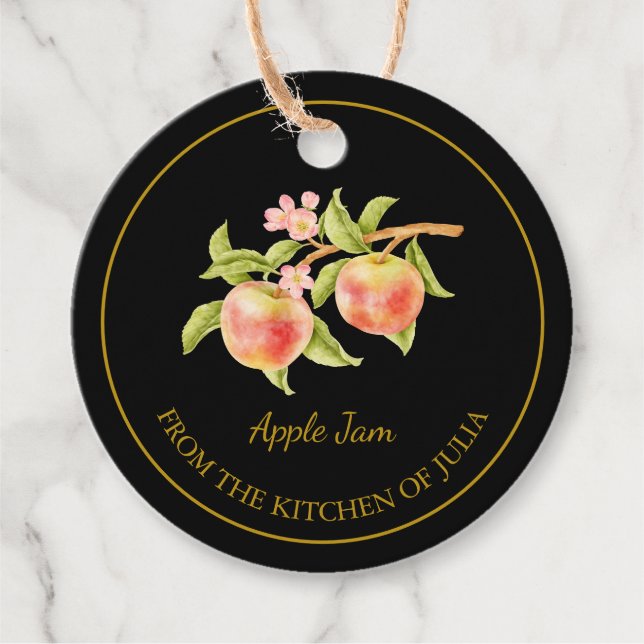 Enkelt homemade Apple Sylt Hopp Märkre l Black Gåvor Etiketter (Framsida)