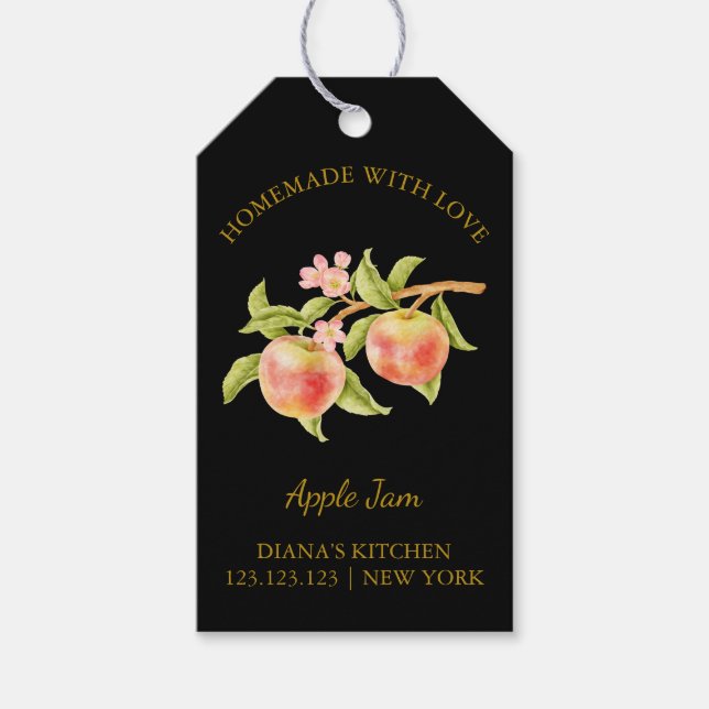 Enkelt homemade Apple Sylt Hopp Märkre l Black Presentetikett (Framsidan)