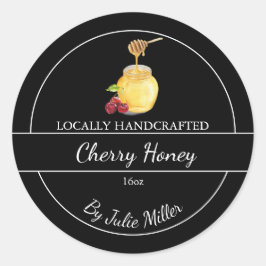 Enkelt Homemade Cherry infused honey Label Runt Klistermärke