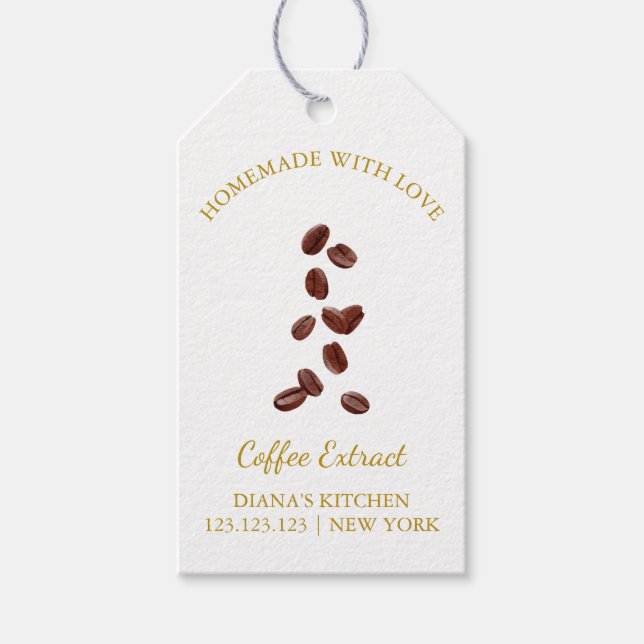 Enkelt Homemade Coffee Extract Halt Märkre l White Presentetikett (Framsidan)