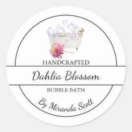 Enkelt Homemade Dahlia Bubble Bath-märke Runt Klistermärke
