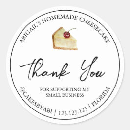 Enkelt Homemade Dessert Cheesecake Tack-etikett Runt Klistermärke