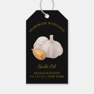 Enkelt homemade Garlic Oil hang Märkre l Black Presentetikett