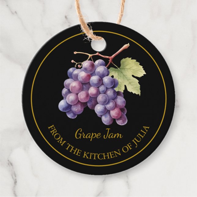 Enkelt homemade Grape Sylt Märkre l Black Gåvor Etiketter (Framsida)