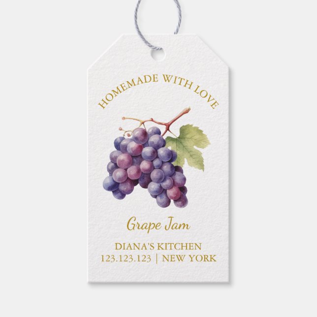 Enkelt homemade Grape Sylt Märkre l White Presentetikett (Framsidan)