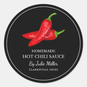 Enkelt Homemade Hett Chili Sauce-märke Runt Klistermärke