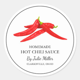 Enkelt Homemade Hett Chili Sauce-märke Runt Klistermärke