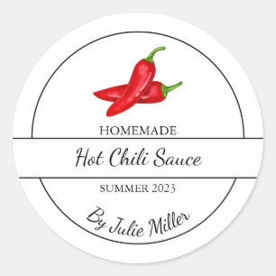 Enkelt Homemade Hett Chili Sauce-märke Runt Klistermärke