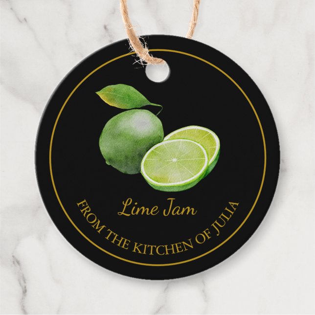 Enkelt Homemade Lime Sylt hängMärkre l Black Gåvor Etiketter (Framsida)