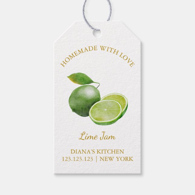 Enkelt Homemade Lime Sylt Hopp Märkre l White Presentetikett (Framsidan)
