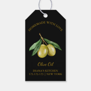 Enkelt homemade Olive Oil hang Märkre l Black Presentetikett