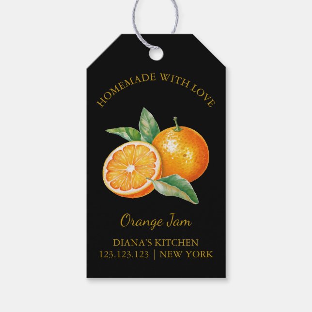 Enkelt Homemade Orange Sylt Hopp Märkre l Black Presentetikett (Framsidan)