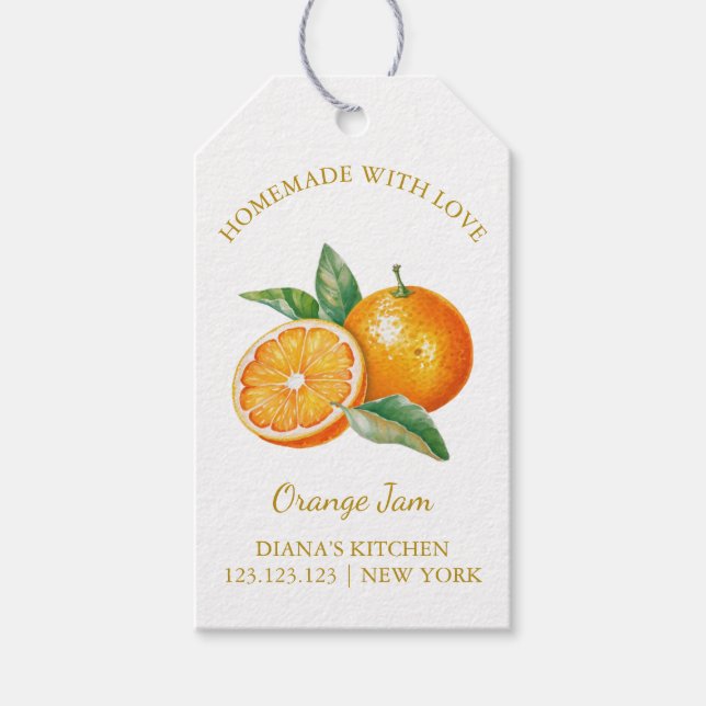 Enkelt Homemade Orange Sylt Hopp Märkre l White Presentetikett (Framsidan)