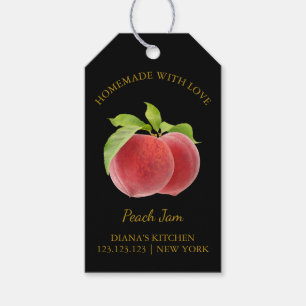 Enkelt Homemade Peach Sylt Märkre l Black Presentetikett