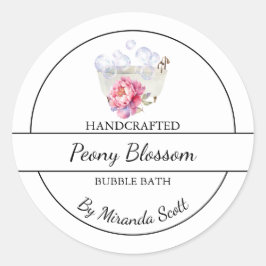 Enkelt Homemade Peony Bubble Bath-märke Runt Klistermärke