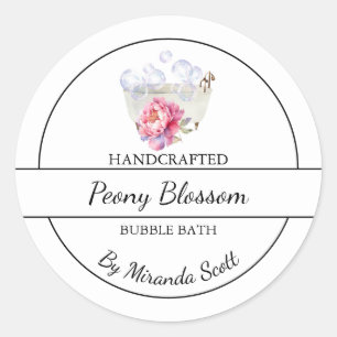 Enkelt Homemade Peony Bubble Bath-märke Runt Klistermärke