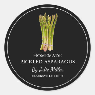 Enkelt Homemade Pickled Asparagus-etikett Runt Klistermärke