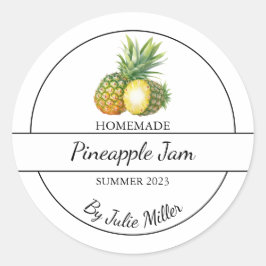 Enkelt homemade Pineapple Sylt-etikett Runt Klistermärke