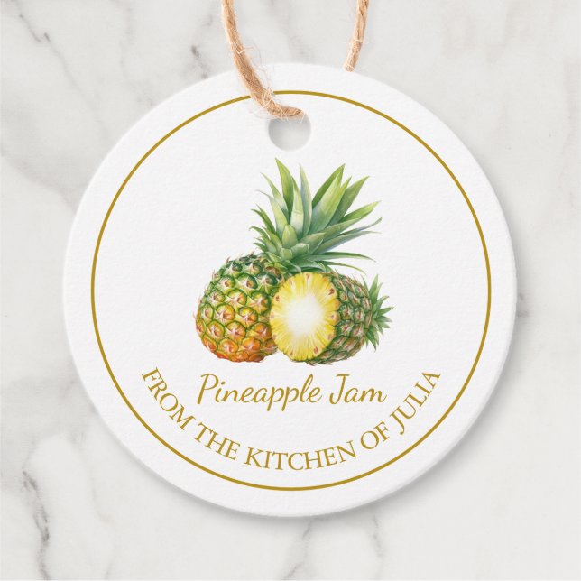 Enkelt homemade pineapple Sylt Hopp Märkre l White Gåvor Etiketter (Framsida)