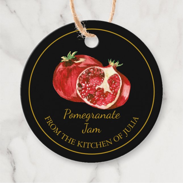 Enkelt homemade Pomegranate Sylt Märkre l Black Gåvor Etiketter (Framsida)