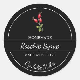 Enkelt Homemade Rosehip Syrup-märke Runt Klistermärke
