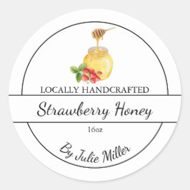 Enkelt Homemade Strawberry infused honey Label Runt Klistermärke