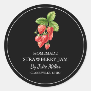 Enkelt Homemade Strawberry Sylt-märke Runt Klistermärke