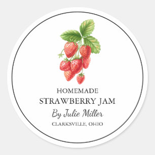 Enkelt Homemade Strawberry Sylt-märke Runt Klistermärke