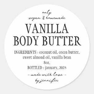 Enkelt homemade Vanilla Body Butter Ingredient Runt Klistermärke