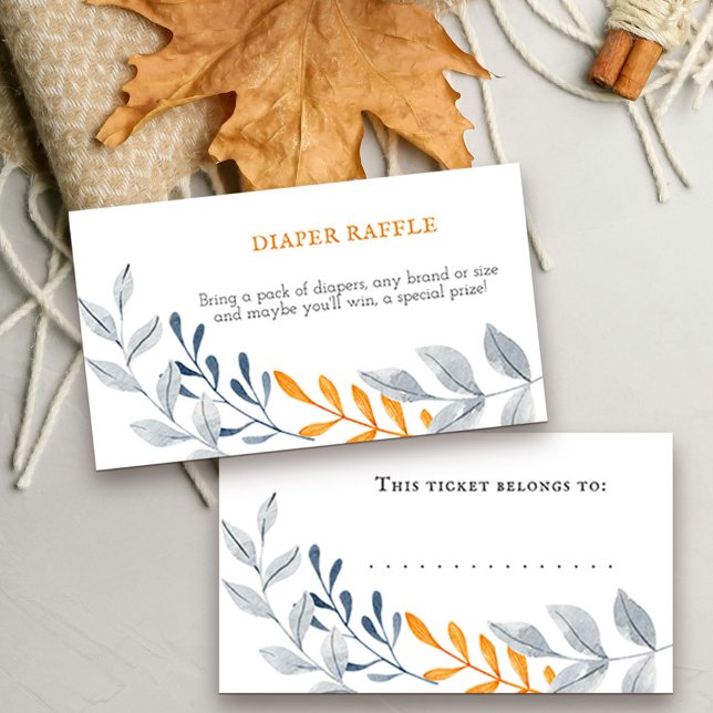 Enkelt höstkolv, blad Raffle Biljett Tilläggskort (Fall baby shower diaper raffle ticket)
