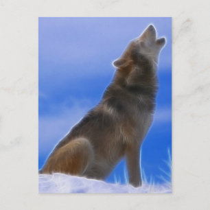 Enkelt Howling-utrotad Grått-Varg Vykort