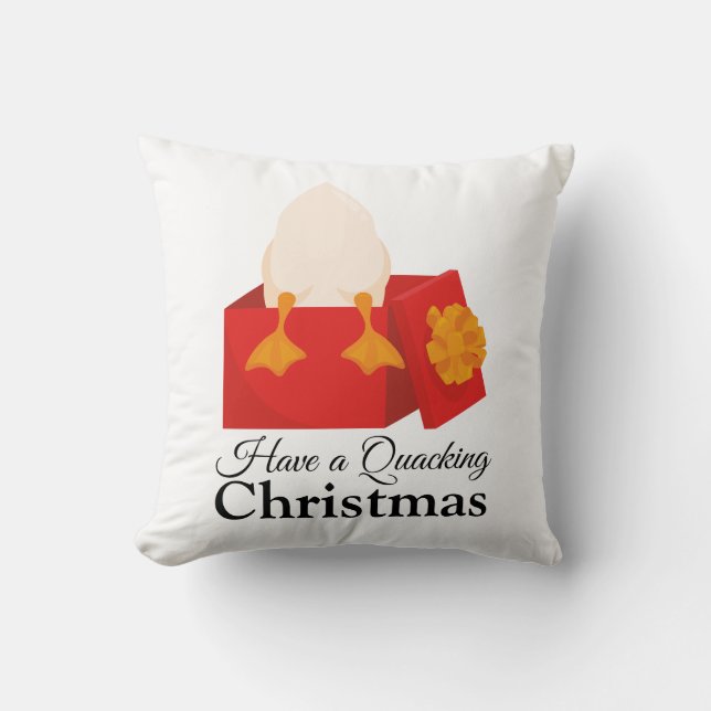 Enkelt humor-Anka, söt i röd låda Kudde (Framsida)