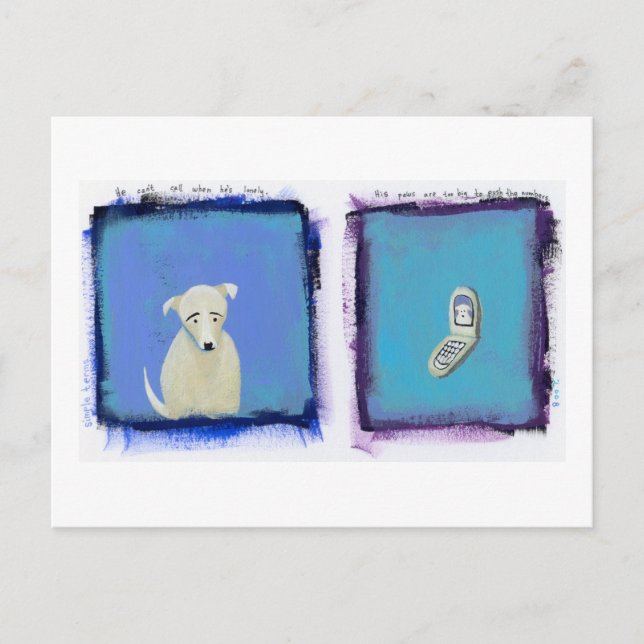 Enkelt Hund - roligt som målar mobil bild Vykort (Framsida)