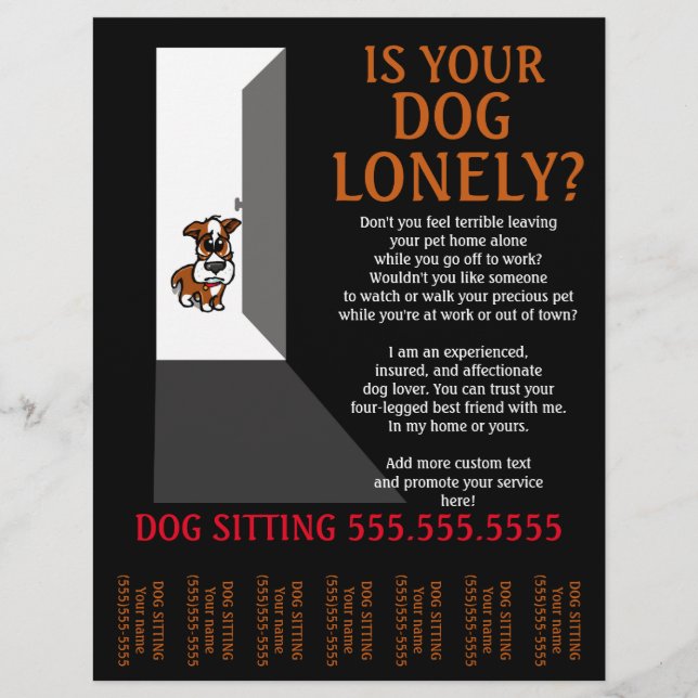 Enkelt Hund Sitta.Sitter.Service.Business Reklamblad (Framsidan)