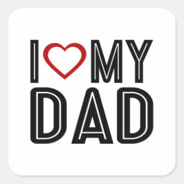 Enkelt i hjärtat Kärlek min Pappa-typografi | Stic Fyrkantigt Klistermärke
