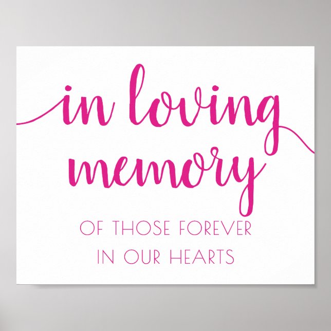 Enkelt i Loving Memory | Shock rosa Memorial Poster (Framsidan)