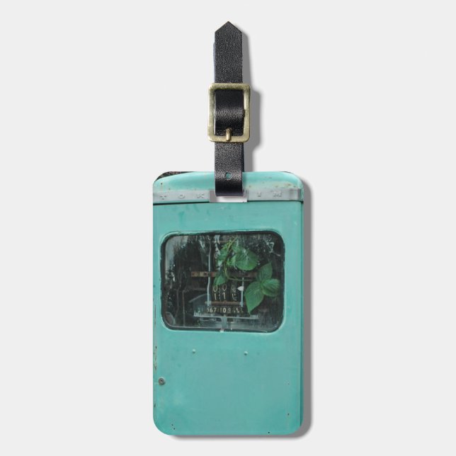 Enkelt ID för vintage-gaskump-planterare Bagagebricka (Vertikal Framsida)