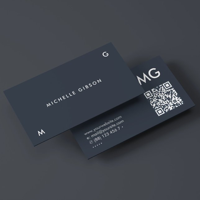 Enkelt Initialer Professionell Mörk blått kol Visitkort (Simple Initials Professional Dark Blue Charcoal Business Card
)