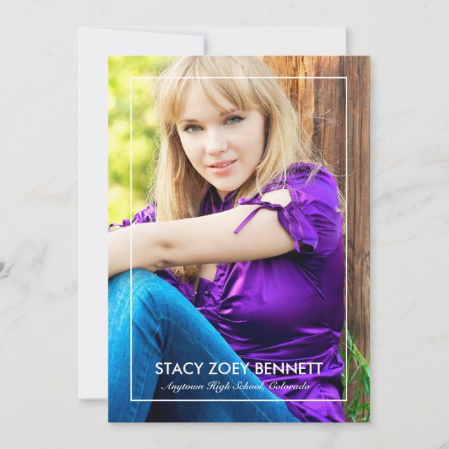 Enkelt inrammat 1-foto-examensbevis meddelande (Framsida)