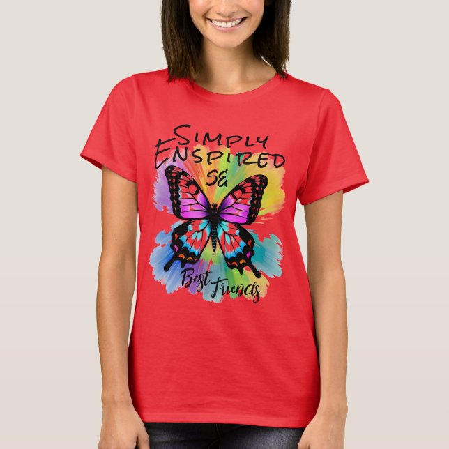 Enkelt inspirerad bäste vän Butterfly T Shirt (Framsida)