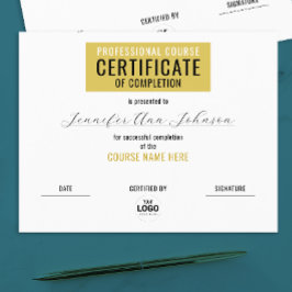 Enkelt intyg för färdigställande av Guld i Gult