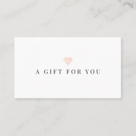 Enkelt intyg för Rosa Heart White Gift Certificate Visitkort